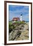 Portland, Maine, USA Famous Head Light lighthouse on rocky cliff.-Bill Bachmann-Framed Photographic Print