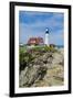 Portland, Maine, USA Famous Head Light lighthouse on rocky cliff.-Bill Bachmann-Framed Photographic Print