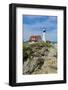 Portland, Maine, USA Famous Head Light lighthouse on rocky cliff.-Bill Bachmann-Framed Photographic Print