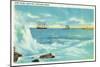 Portland, Maine - View of a Surf Scene, Ships on Casco Bay-Lantern Press-Mounted Art Print