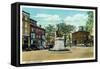Portland, Maine - View of Longfellow Monument and Longfellow Square-Lantern Press-Framed Stretched Canvas