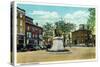 Portland, Maine - View of Longfellow Monument and Longfellow Square-Lantern Press-Stretched Canvas