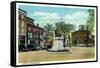 Portland, Maine - View of Longfellow Monument and Longfellow Square-Lantern Press-Framed Stretched Canvas