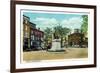 Portland, Maine - View of Longfellow Monument and Longfellow Square-Lantern Press-Framed Premium Giclee Print