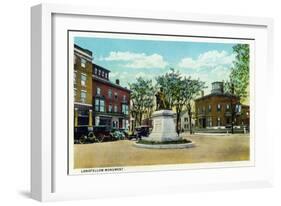 Portland, Maine - View of Longfellow Monument and Longfellow Square-Lantern Press-Framed Art Print