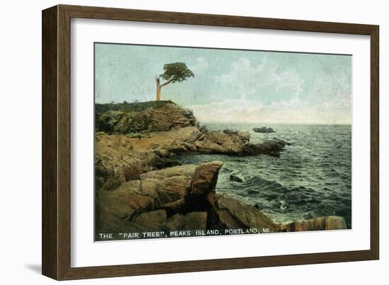 Portland, Maine - View of Peaks Island and the Pair Tree-Lantern Press-Framed Art Print