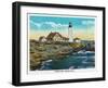 Portland, Maine, View of the Portland Headlight-Lantern Press-Framed Art Print