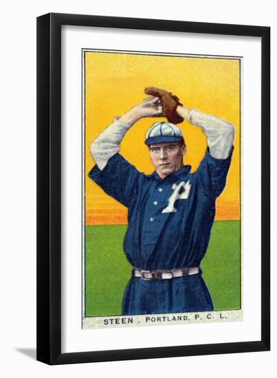 Portland, OR, Portland Pacific Coast League, Steen, Baseball Card-Lantern Press-Framed Art Print