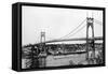 Portland, OR View of St. John Bridge over Columbia Photograph - Portland, OR-Lantern Press-Framed Stretched Canvas