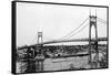 Portland, OR View of St. John Bridge over Columbia Photograph - Portland, OR-Lantern Press-Framed Stretched Canvas