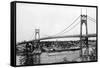 Portland, OR View of St. John Bridge over Columbia Photograph - Portland, OR-Lantern Press-Framed Stretched Canvas