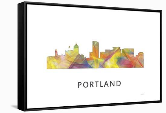 Portland Oregan Skyline-Marlene Watson-Framed Stretched Canvas