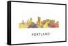 Portland Oregan Skyline-Marlene Watson-Framed Stretched Canvas
