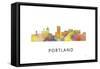 Portland Oregan Skyline-Marlene Watson-Framed Stretched Canvas