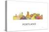 Portland Oregan Skyline-Marlene Watson-Stretched Canvas