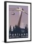 Portland, Oregon - Aerial Tram Scene-Lantern Press-Framed Art Print