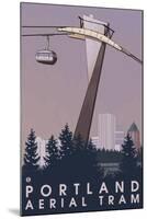 Portland, Oregon - Aerial Tram Scene-Lantern Press-Mounted Art Print