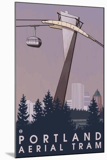 Portland, Oregon - Aerial Tram Scene-Lantern Press-Mounted Art Print