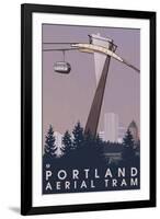 Portland, Oregon - Aerial Tram Scene-Lantern Press-Framed Art Print