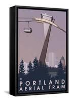 Portland, Oregon - Aerial Tram Scene-Lantern Press-Framed Stretched Canvas
