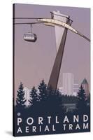 Portland, Oregon - Aerial Tram Scene-Lantern Press-Stretched Canvas