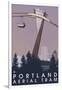 Portland, Oregon - Aerial Tram Scene-Lantern Press-Framed Art Print