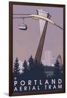 Portland, Oregon - Aerial Tram Scene-Lantern Press-Framed Art Print