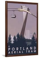 Portland, Oregon - Aerial Tram Scene-Lantern Press-Framed Art Print