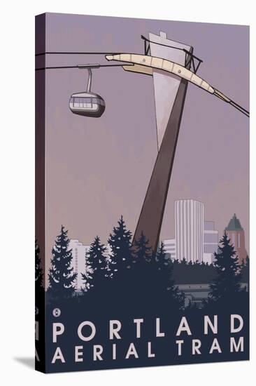 Portland, Oregon - Aerial Tram Scene-Lantern Press-Stretched Canvas