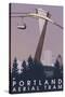 Portland, Oregon - Aerial Tram Scene-Lantern Press-Stretched Canvas