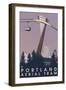 Portland, Oregon - Aerial Tram Scene-Lantern Press-Framed Art Print