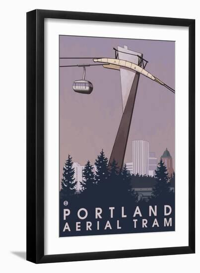 Portland, Oregon - Aerial Tram Scene-Lantern Press-Framed Art Print