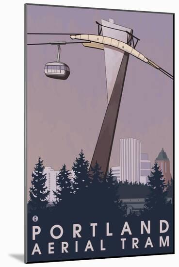 Portland, Oregon - Aerial Tram Scene-Lantern Press-Mounted Art Print