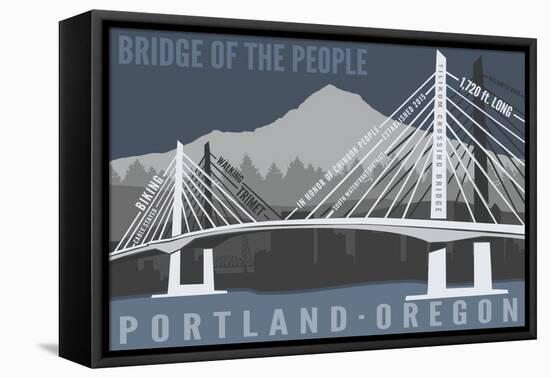 Portland, Oregon - Bridge of the People-Lantern Press-Framed Stretched Canvas