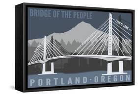 Portland, Oregon - Bridge of the People-Lantern Press-Framed Stretched Canvas