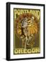 Portland, Oregon - Day of the Dead - Skeleton Holding Sugar Skull-Lantern Press-Framed Art Print