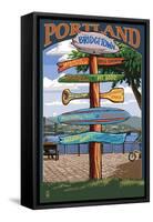 Portland, Oregon Destinations Sign-Lantern Press-Framed Stretched Canvas