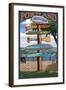 Portland, Oregon Destinations Sign-Lantern Press-Framed Art Print