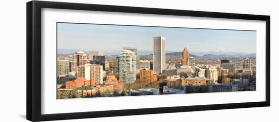 Portland Oregon Downtown Cityscape with Mount Hood-jpldesigns-Framed Photographic Print