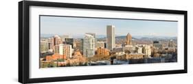 Portland Oregon Downtown Cityscape with Mount Hood-jpldesigns-Framed Photographic Print