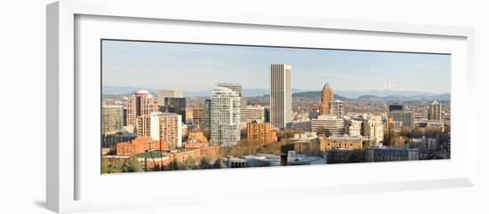 Portland Oregon Downtown Cityscape with Mount Hood-jpldesigns-Framed Photographic Print