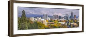 Portland Oregon Downtown Skyline with Mt Hood-jpldesigns-Framed Photographic Print