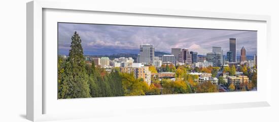 Portland Oregon Downtown Skyline with Mt Hood-jpldesigns-Framed Photographic Print