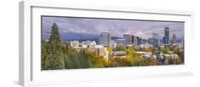 Portland Oregon Downtown Skyline with Mt Hood-jpldesigns-Framed Photographic Print