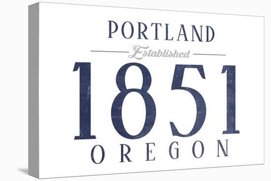 Portland, Oregon - Established Date (Blue)-Lantern Press-Stretched Canvas