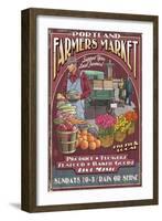 Portland, Oregon - Farmer's Market-Lantern Press-Framed Art Print