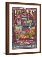 Portland, Oregon - Farmer's Market-Lantern Press-Framed Art Print