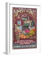 Portland, Oregon - Farmer's Market-Lantern Press-Framed Art Print