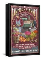 Portland, Oregon - Farmer's Market-Lantern Press-Framed Stretched Canvas