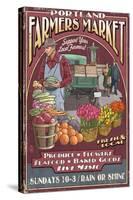 Portland, Oregon - Farmer's Market-Lantern Press-Stretched Canvas